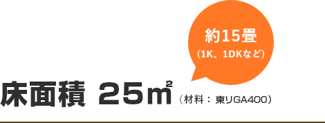 約15畳(1K、1DKなど)床面積 25㎡(材料:サンゲツNT400)