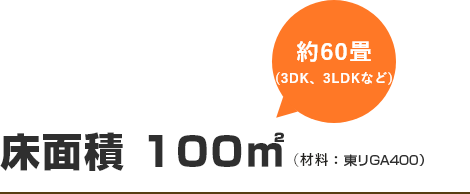 約60畳(3DK、3LDKなど)床面積 100㎡(材料:サンゲツNT400)