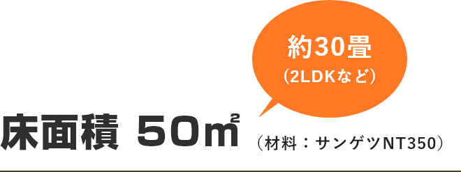 約30畳(2LDKなど)床面積 50㎡(材料:サンゲツNT400)