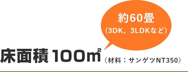 約60畳(3DK、3LDKなど)床面積 100㎡(材料:サンゲツNT400)